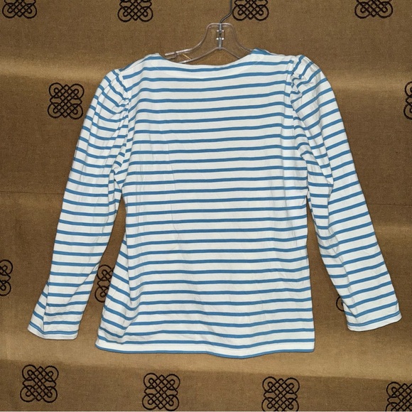Veronica Beard Eli Baseball Blue/White Striped Tee Puff Long Sleeve Top Size S - Picture 9 of 11